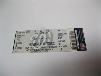 Aug 13, 2006 NY Mets vs Nationals Ticket 2 - Image 1 of 2