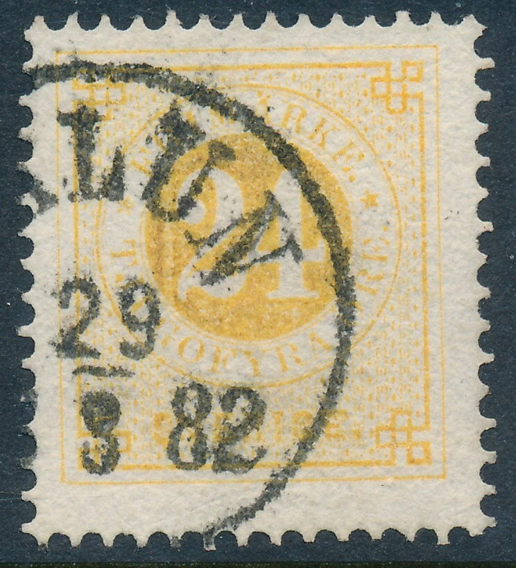 Suecia Scott 34a/Facit 34d, 24ö amarillo opaco tipo anillo p.13, sonido F-VF usado Foto 1 de 1