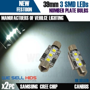 3 SMD 39mm led, 239 c5W CANBUS *SAMSUNG* XENON WHITE NUMBER PLATE LIGHT BULB 5W - Picture 1 of 3