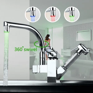 Irrigazione Fiori LED Rubinetto Lavabo Cucina Estraibile Spray Manico Singolo - Foto 1 di 9