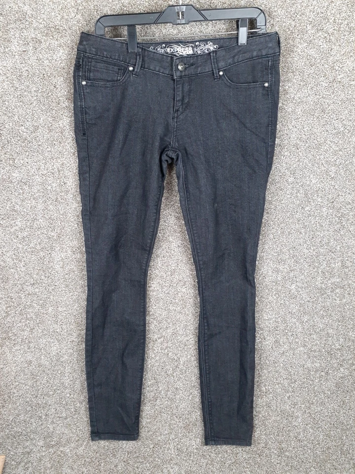 Express Zelda Slim Legging Jeans Womens 8R Black Wash Ultra Low Rise Casual Y2K - Image 1 of 4