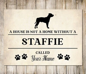 Personalised STAFFIE Sign Pet Name Dog Homemade Decor Metal Plaque - Picture 1 of 4