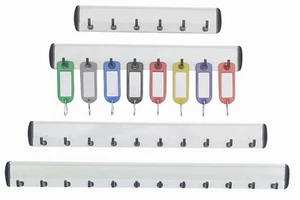 Hakenleiste-Schlüsselleisten-mit 6, 8,10,12 Haken-m.farb.Anhänger-Schlüsselbrett - Bild 1 von 6