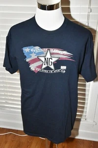 NATIONAL GUARD AMERICAN FLAG GILDAN DRY BLEND NAVY BLUE XL T SHIRT CHEST 48 - Picture 1 of 2