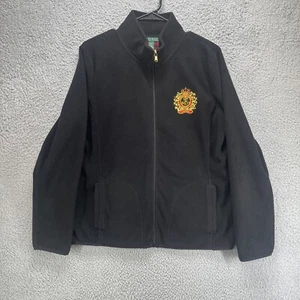 Ralph Lauren VTG Green Label Women’s Fleece Embroidered Black Jacket Medium B2 - Picture 1 of 6