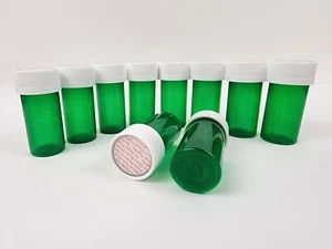 Lotto 10 piccole bottiglie pillole Rx plastica verde 11 flacone Dram per artigianato/conservazione - Foto 1 di 6