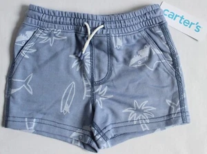 Carter's Toddler Boys 2T Pull-On French Terry Shorts Blue Shark 2R049210 prt - Picture 1 of 3