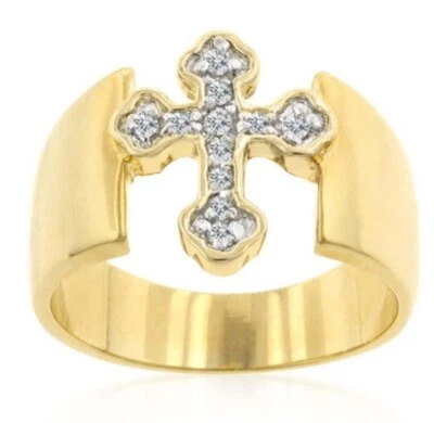 ✨ Anillo Cruz Zafiro Blanco Oro 18k-pl .11ct✨ Talla 10✨ Foto 1 de 3