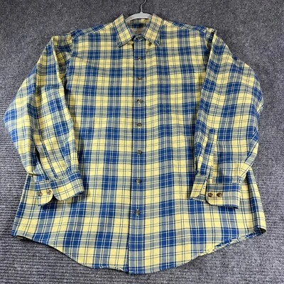 Jacob Miller Camisa Hombre Grande Azul Amarillo Cuadros Manga Larga Bolsillo Abotonado Foto 1 de 4