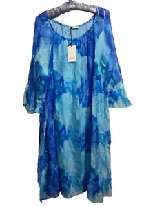 Vestido recto Rosemarine para mujer turquesa floral seda manga acampanada talla 16 - Imagen 1 de 10