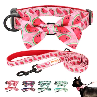 Cute Bow Tie Dog Collar and Leash Soft Padded Adjustable for Small Large Dogs - Image 1 of 4
