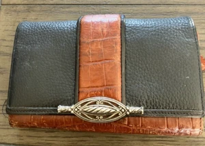 Brighton Faux Croc and Leather Tri-Fold Wallet - Picture 1 of 5