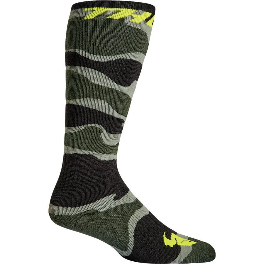 Thor 2025 Youth MX Camo Green Acid Motocross Boots Socks Kids Junior ATV Quad
