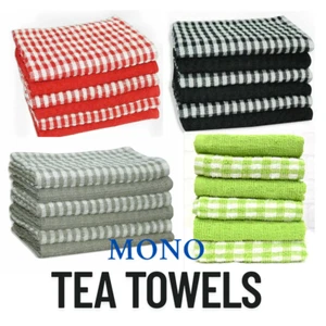 6-PACK Classic Mono Check Tea Towels Luxury Check 100% Cotton Dish TT 45x65 soft - Picture 1 of 21