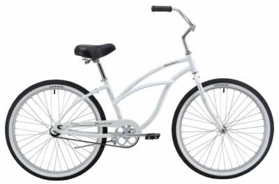 Bicicleta de crucero de playa Firmstrong ALUMINIO 26" blanca de una sola velocidad para dama Foto 1 de 2