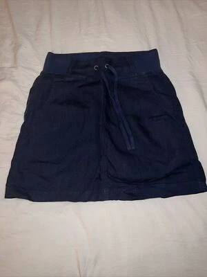 女士 ATHLETA 海军蓝亚麻裙带口袋实用 2 XS — 第 1/4 张图片