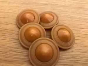 5 alte Butterscotch Gold Bakelit Knöpfe geschnitzte Ränder - Bild 1 von 3