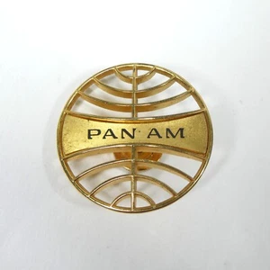 Pan Am Airlines Stewardess Hat Badge Pin Gold Vintage PAA Round Cutout - Picture 1 of 4