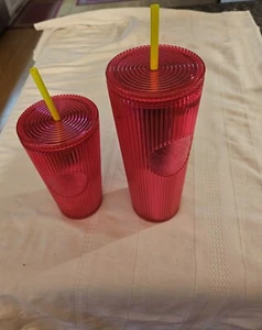 Starbucks Neon Magenta Pink Venti Tumbler Tasse 2023 Neu (2 Stück) - Bild 1 von 5