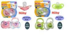 2PK NUBY LITTLE MOMENTS GLOW IN THE DARK DUMMIES/ PACIFIERS 0-6M OVAL PINK/GREEN
