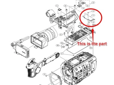 Cubierta de extensión Sony PXW-FX9 FX9 con tornillos pieza de repuesto original Sony OEM Foto 1 de 4