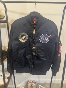 Chaqueta de bombardero Alpha Industries MA-1 VF azul marino edición NASA calce ajustado para hombre M nueva con etiquetas - Imagen 1 de 11