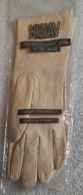 Vintage KISLAV Ladies off white Leather Gloves 40s/50s Size 6 1/2 Made in France - Image 1 of 4
