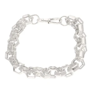 New Sterling Silver 8.75″ Hexagonal Patterned Belcher Bracelet (11mm Wide) - Picture 1 of 4