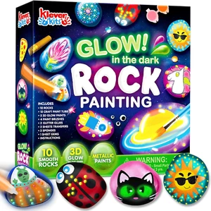 Rock Painting Kit- Glow in the Dark Rock Kit, Arts and Crafts for Kids Ages 6-12 - Picture 1 of 7
