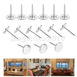 10/50/100pcs Flat Head Upholstery Nails Decorative Tacks Stud Push Pin Silver - Picture 1 of 12