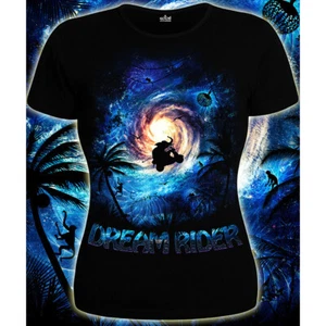 Damen T-Shirt "Dream Rider" mit Muster unter UV Schwarzlicht leuchtet Neon - Bild 1 von 3