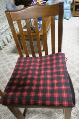 Set of 8-Christmas Red Green White Black Plaid Chair cushions 15" X 15" Size - Image 1 of 4