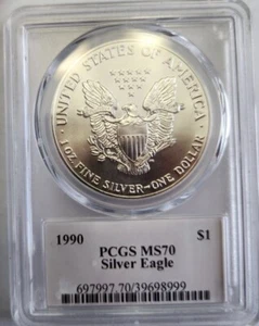 1990 $1 Silver Eagle PCGS MS 70 - Mercanti - Picture 1 of 2