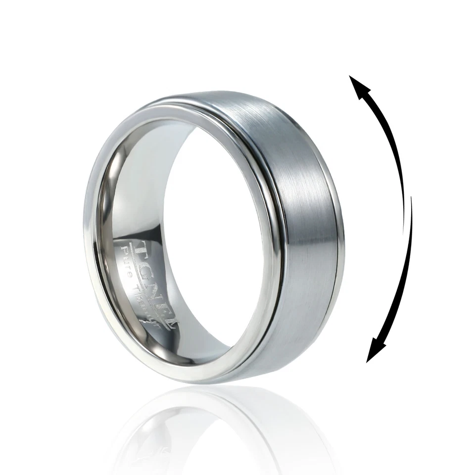 8mm Spinner Mens Ring Fashion Fidget Ring Anxiety Wedding Band for Men Comfort - Image 1 of 4