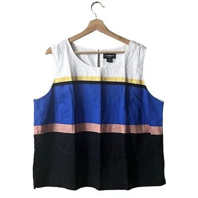 Blusa sin mangas cuadrada Top Camisa Liz Claiborne de lino con caparazón talla XL Foto 1 de 4