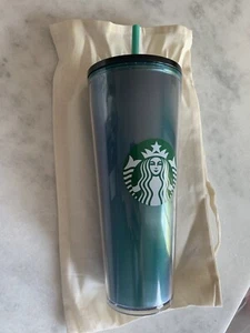 Vaso Acrílico Doble Pared Starbucks, Azul Irdescente Verde Ombré, Otoño 2020 - Imagen 1 de 10