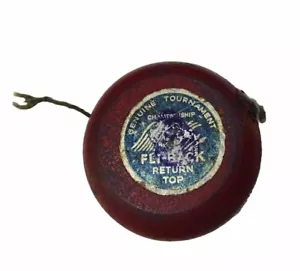Vintage 1960s 70s wood Yo-Yo Fli Back Top Genuine Tournament Championship Red. - Picture 1 of 9