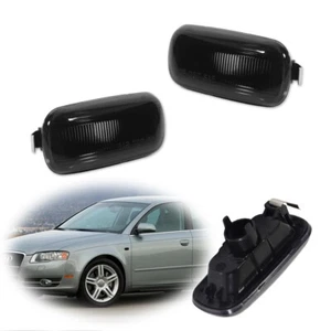 Smoked Black Side Marker Reflector Lights LH + RH for Audi A6 S6 C5 C6 A4 B6 B7 - Picture 1 of 8