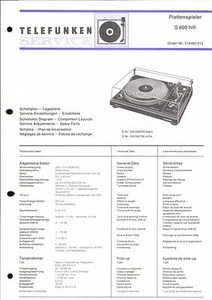 Telefunken Service Manual für S 800 hifi Copy - Picture 1 of 1