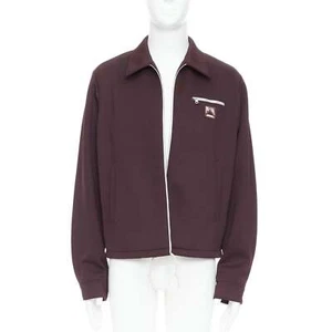 PRADA 2018 burgundy sporty rubber logo zip up collared jacket IT50 L - Picture 1 of 9