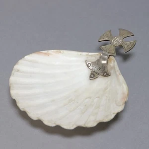 An Antique Edwardian Silver Mounted Baptismal Seashell, Birmingham, 1901. - Picture 1 of 12