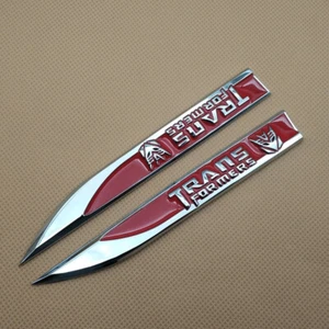 Pair Metal Car Emblem Red Transformers Decepticon Knife Fender Badge 3D Sticker - Bild 1 von 6