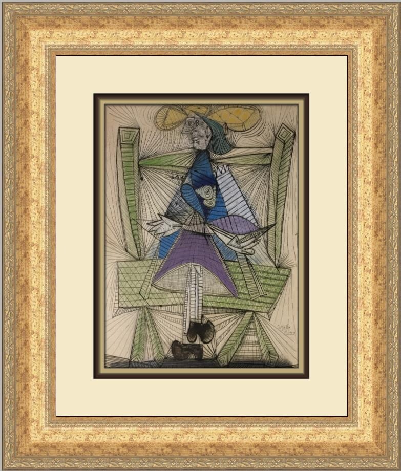 Pablo Picasso Dora Maar in a Wicker Chair Custom Framed Print