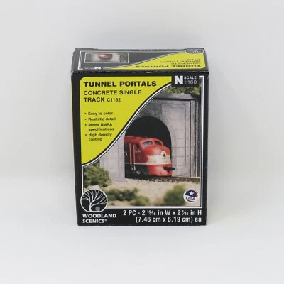 Woodland Scenics N 1152 Concrete Tunnel Portal Set Single Track Scenery Detail - Image 1 of 4