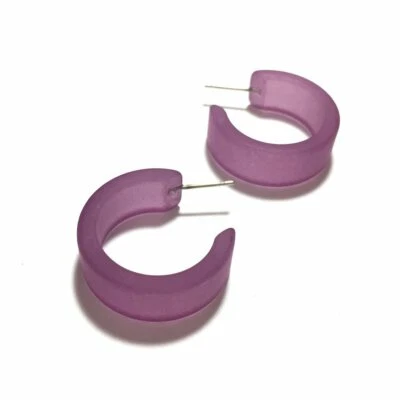 Amethyst Frosted Wide Classic Hoop Earrings - Image 1 of 4
