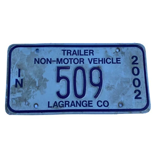 Vintage 2002 in trailer license plate  #509 Lagrange  co - Picture 1 of 2