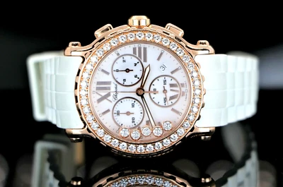 $35,780 Reloj Chopard 42mm Oro Rosa 18K Happy Sport Flotante Nuevo Correa Diamante Foto 1 de 4