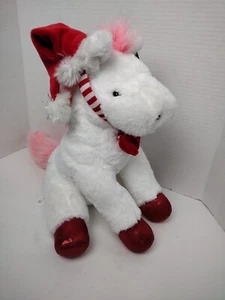 FAO Schwarz Sparklers Wear and Share 12" peluche pony con coda rosa cappello di Babbo Natale - Foto 1 di 8