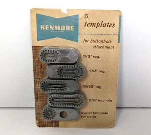 Sears Kenmore 5 Templates for Buttonhole Attachment 60791 on Original Card Vtg - Picture 1 of 9