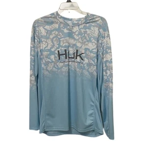 Camisa de rendimiento Huk Fishing azul y blanco Icon X Reef Fade para hombre talla grande - Imagen 1 de 9